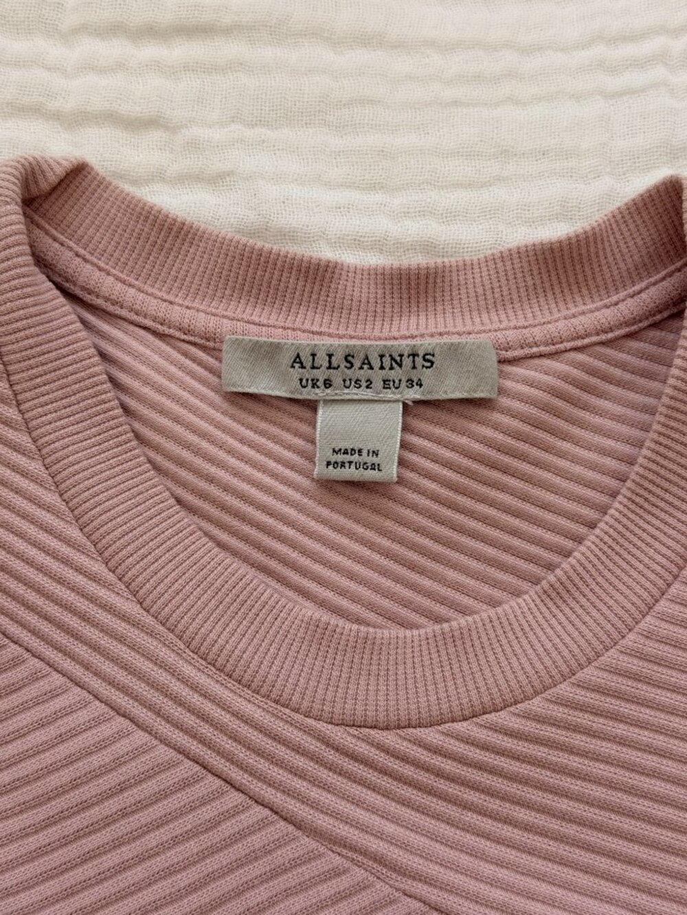 ALL SAINTS Gia Rib Pale Orchid Pink Asymmetric Sleeveless Dress Women - Size 2 - Picture 2 of 7